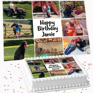 Photo Collage with your own photos Personalised Birthday rectangle A4 or Costco cake topper edible cake topper icing sheet decoration