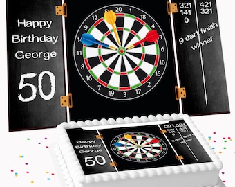 Darts Dartboard Personalised Birthday Rectangle A4 or Costco cake topper edible cake topper icing sheet decoration
