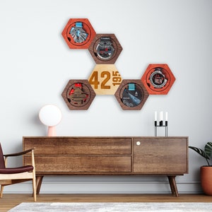 Decorative module "Marathon" for medal holder - Wall Organizer - Wooden medal hanger holder display rack