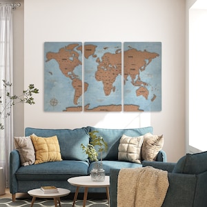 Wood World Map Cork Board World Map Push Pin Map Wall Decor Wall Art World Travel Map With Pins Cork Map Thanksgiving Gifts For Him