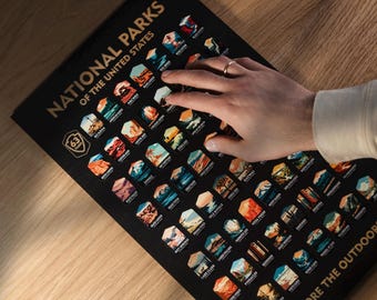 National Parks Map USA Push Pin Board National Park Checklist US Travel Map Travel Journal Travel Map Wooden Wall Art Couple Gifts For Him