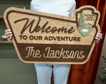 National Park Sign Wedding Sign NPS Welcome Sign Custom Wood Sign Guest House Sign National Parks Decor Anniversary Gift Family Sign Gift