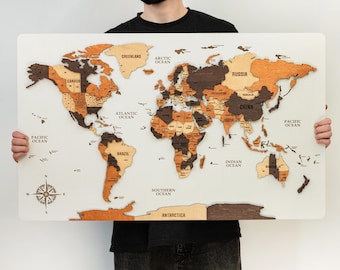 3D Wood World Map Push Pin World Map Wall Art Rustic World Map Wood World Travel Map Wall Decor Housewarming Gift Wedding Gift For Couple