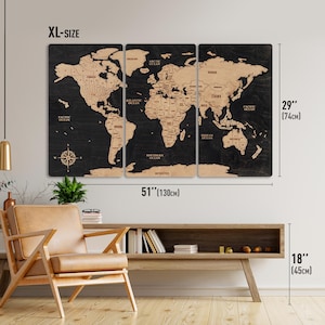 Wood World Map Push Pin World Map Wooden Wall Art World Map Wood Travel Map Wall Decor Housewarming Gift Wedding Gift For Mom image 10