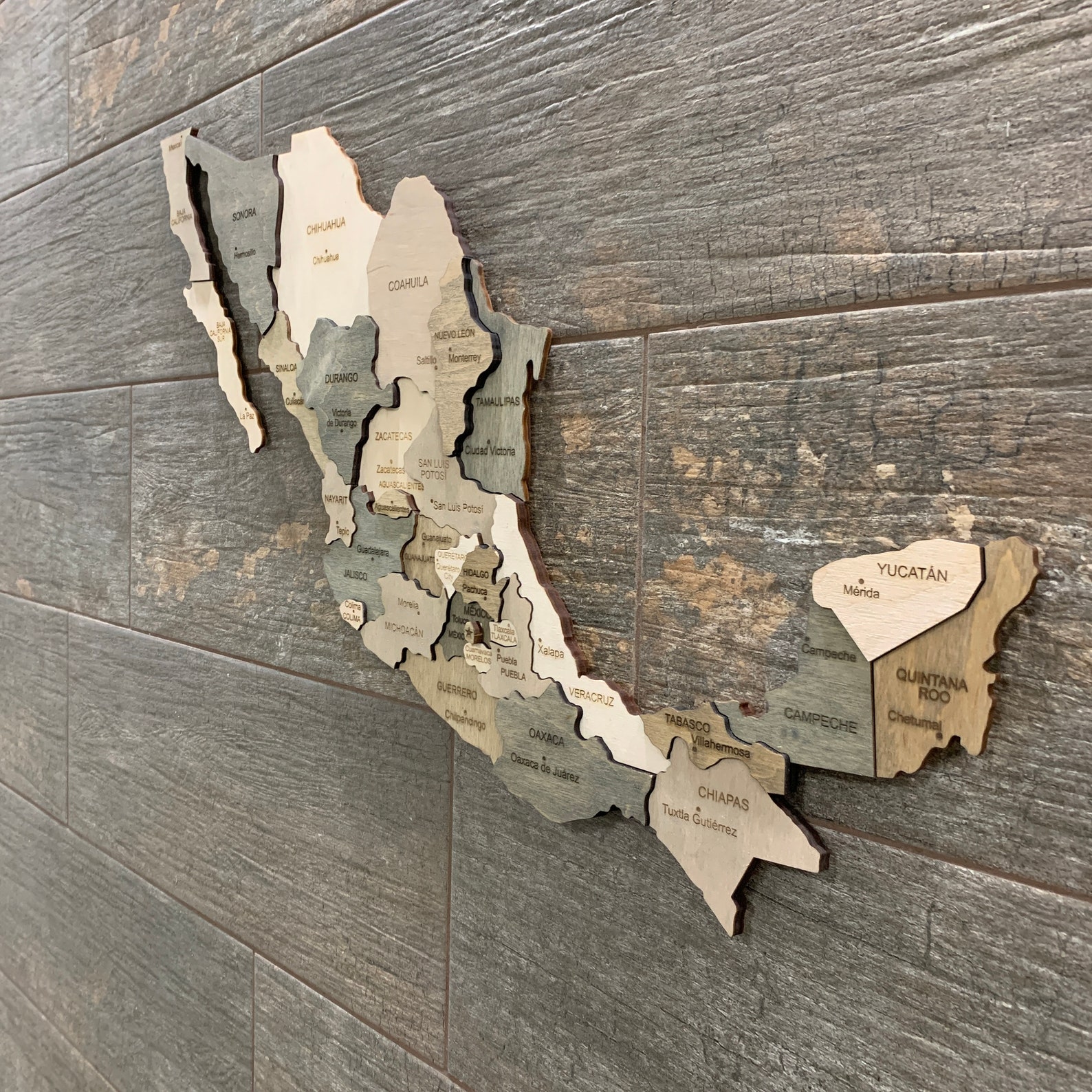 Wooden Mexico Map Wall Art Map of Mexico Mapa De México Wall Etsy