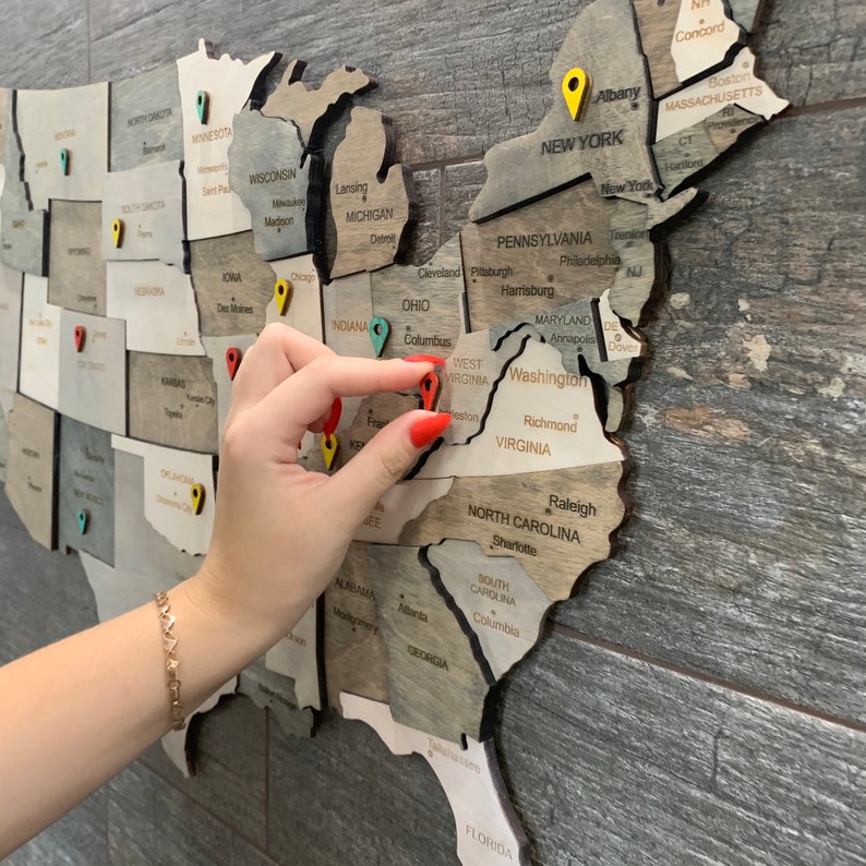 Wooden US Map of United States Wood Wall Art USA Travel Map Etsy Canada