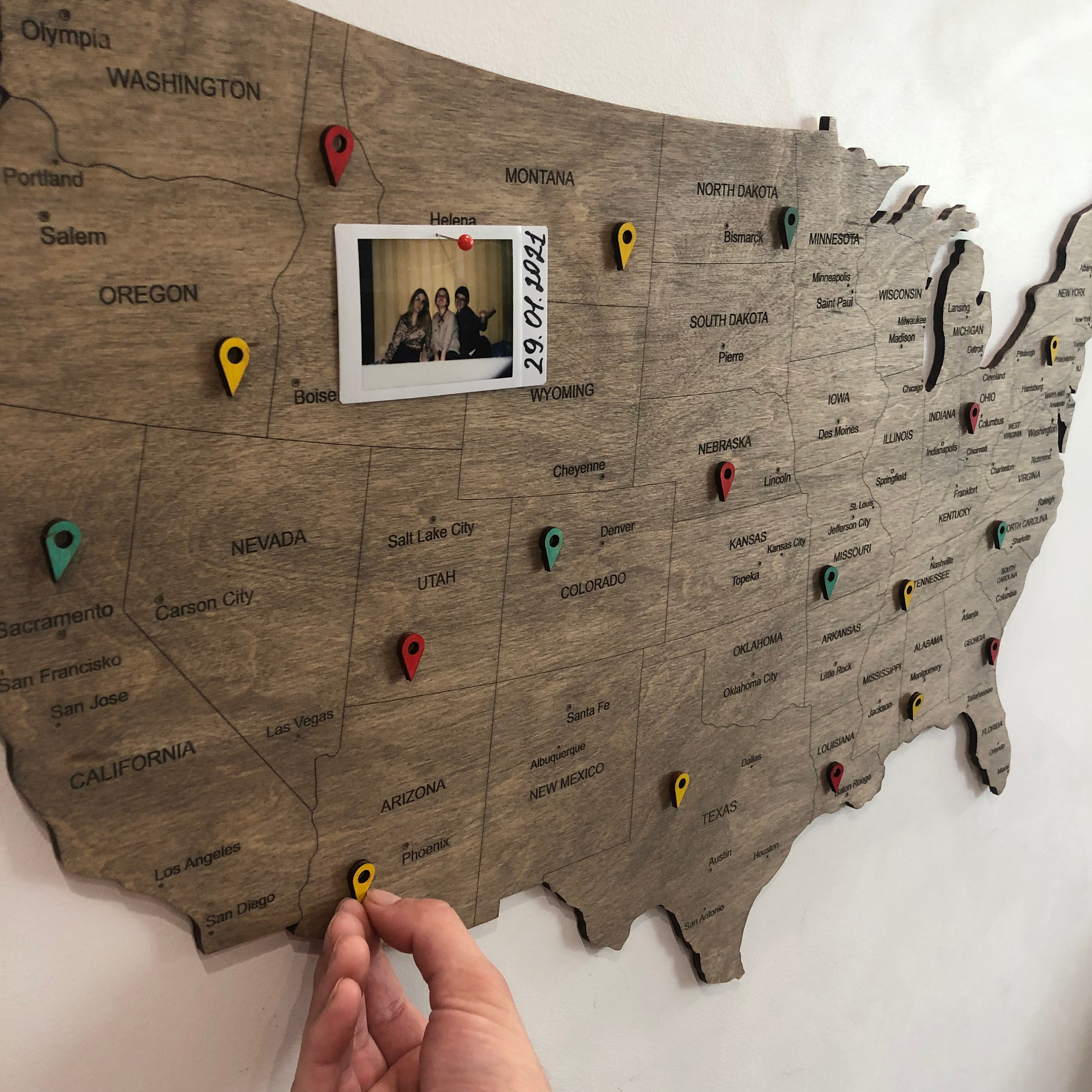 Wooden US Map of United States Wood Map Wall Art US Travel Map Etsy