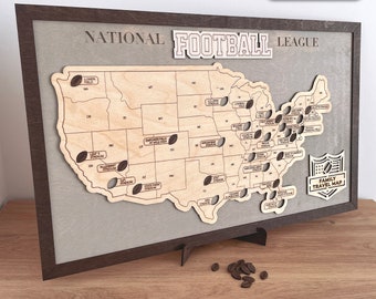 Football Stadium Map NFL Stadium Map Football Bucket List NFL Travel Map Football Gift Football Decor Football Map Christmas Gift for Him