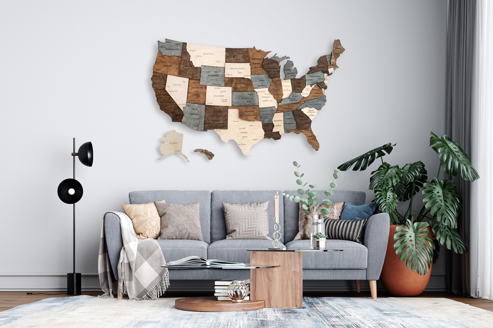 Wooden US Map United States Map Wall Art US Map Push Pin Map Etsy