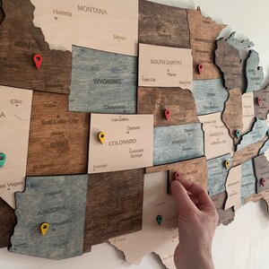 Wooden US Map United States Map Wall Art US Map Push Pin Map Travel Map ...