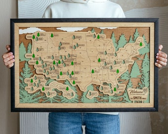 USA National Parks Map USA Push Pin Map Wall Art National Park Gifts US Travel Map Wood Map Wooden Map 5th Anniversary Gift For Him