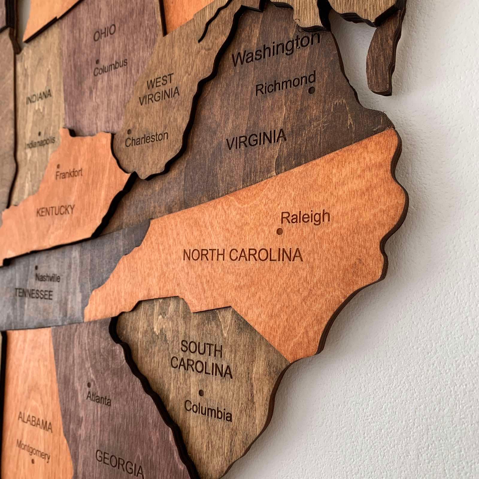 Wooden US Map of United States Wood Wall Art USA Travel Map Etsy