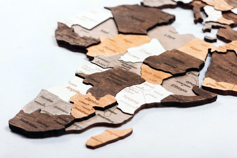 Carte du monde en bois Art mural 3D Carte du monde en bois - Etsy France