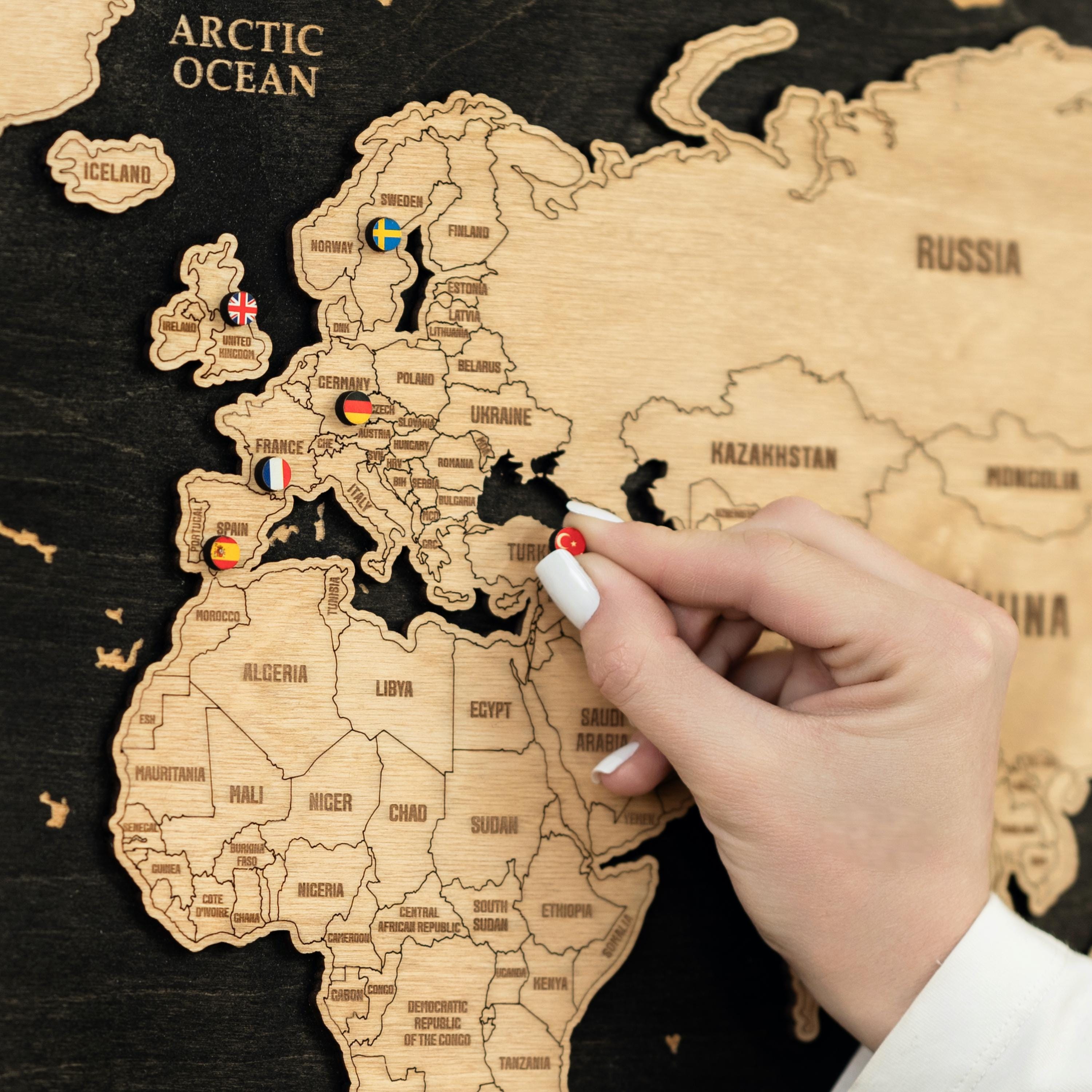 Wooden World Travel Map Wall Art Wooden Map of the Wood Wall Map New ...