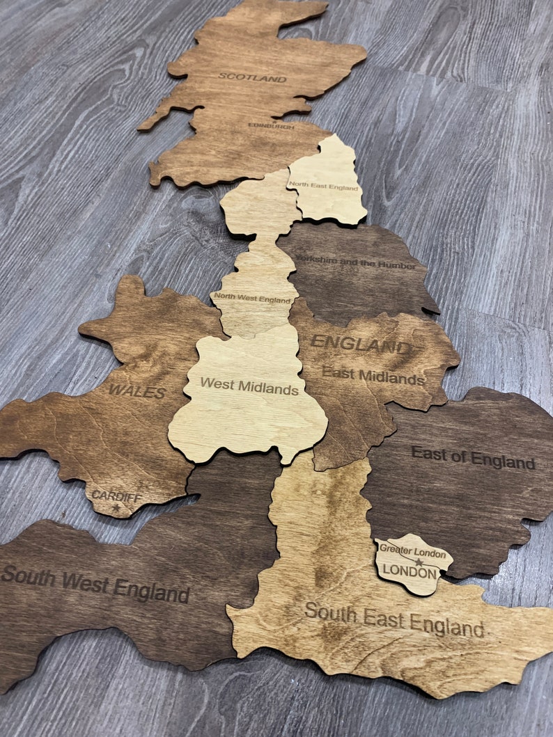 Wood United Kingdom Map Wall Art Wood UK Map Art England Map Etsy