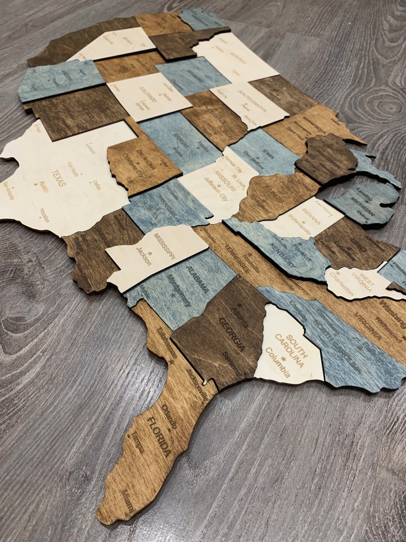 Wooden US Map United States Map Wall Art US Map Push Pin Map Etsy