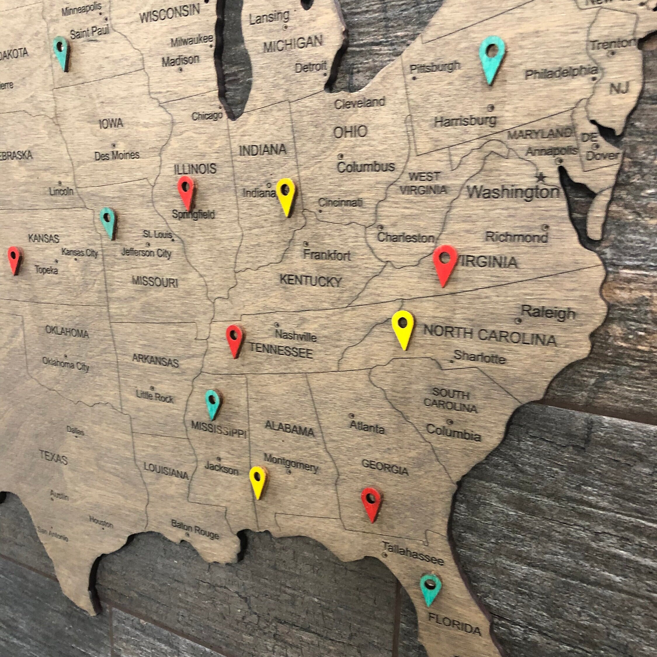 Wooden US Map of United States Wood Map Wall Art US Travel Map Etsy