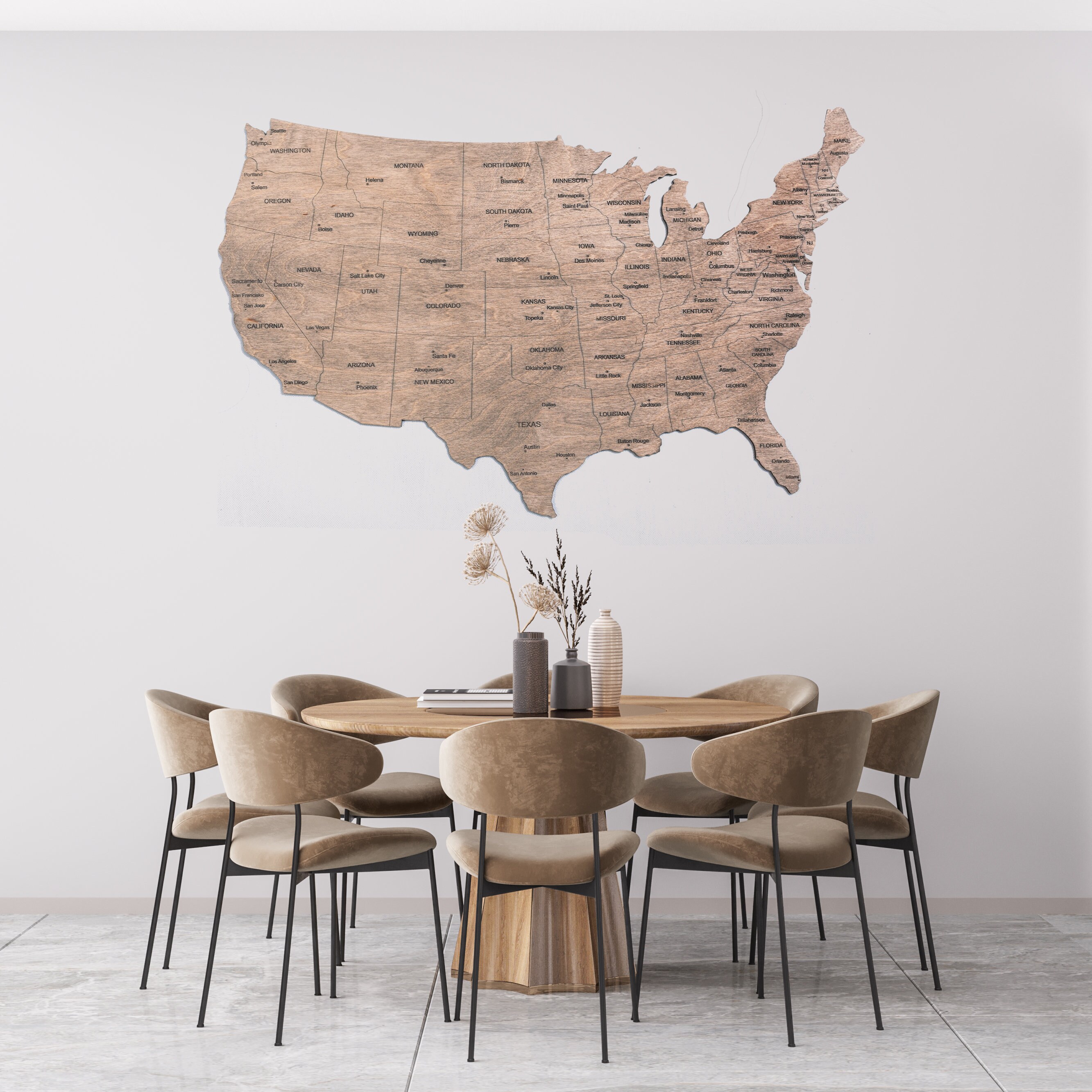 Wooden US Map of United States Wood Map Wall Art US Travel Map Etsy