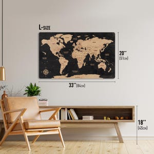 Wood World Map Push Pin World Map Wooden Wall Art World Map Wood Travel Map Wall Decor Housewarming Gift Wedding Gift For Mom image 9