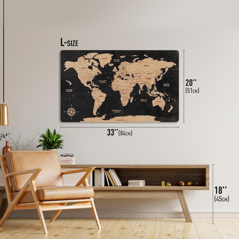 Wood World Map Push Pin World Map Wooden Wall Art World Map Wood Travel Map Wall Decor Housewarming Gift Wedding Gift For Mom image 9