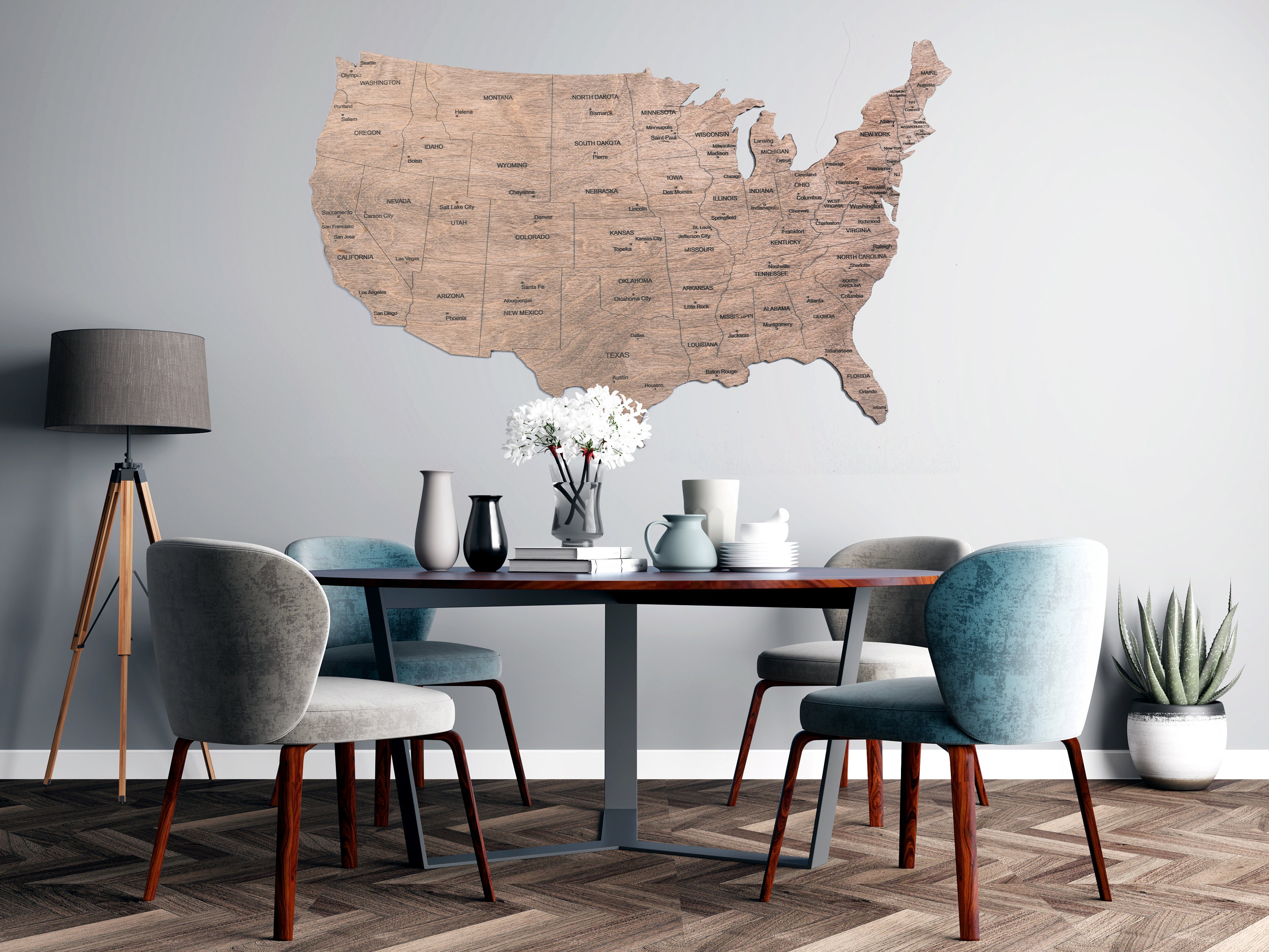 Wooden US Map of United States Wood Map Wall Art US Travel Map Etsy