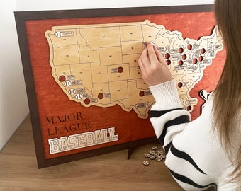 Baseball Stadium Map MLB Stadium Map Home Decor Baseball Stadium Tracker Baseball Map MLB Ballparks Map Christmas Gift for Him Baseball Gift