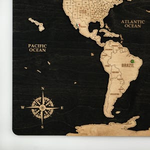 Wood World Map Push Pin World Map Wooden Wall Art World Map Wood Travel Map Wall Decor Housewarming Gift Wedding Gift For Mom image 6