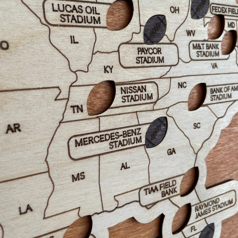 NFL Stadium Map Custom Football Stadium Map Pro Football Etsy