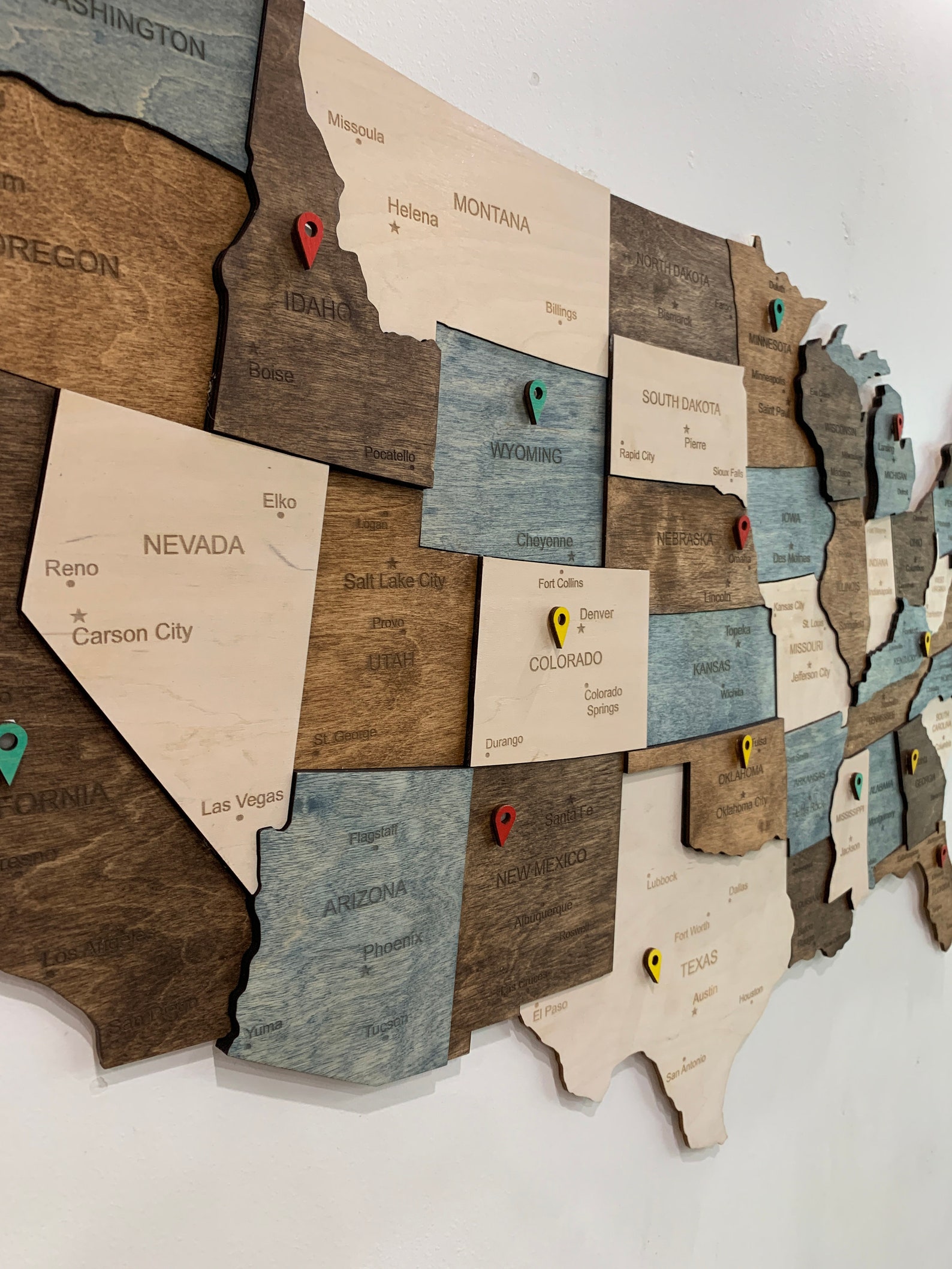 Wooden US Map of United States Wood Wall Art USA Travel Map Etsy