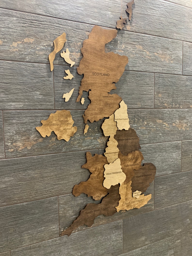 Wood United Kingdom Map Wall Art Wood UK Map Art England Map Etsy