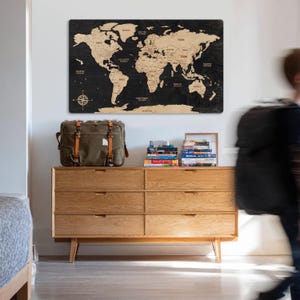 Wood World Map Push Pin World Map Wooden Wall Art World Map Wood Travel Map Wall Decor Housewarming Gift Wedding Gift For Mom image 7