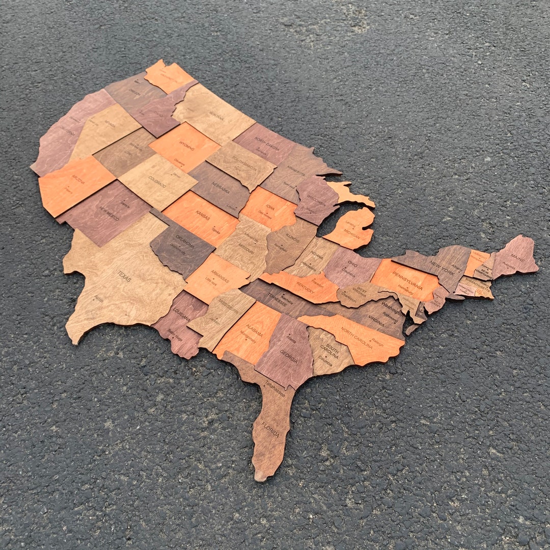 Wooden US Map of United States - Il 1080xN.3331832226 N868 