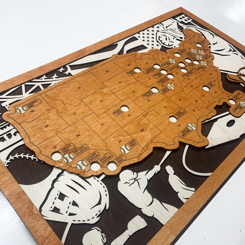 MLB Stadium Map Custom PRO Baseball Stadium Tracker MLB Etsy