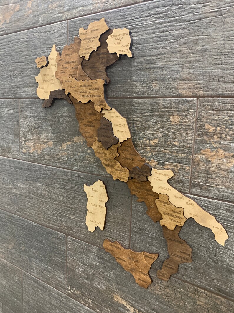 Wooden Italy Map Wall Art Map of Italy Mappa Italia Italian Etsy