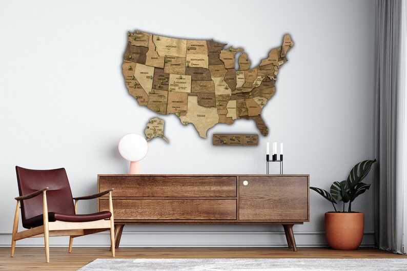 US National Park Map Wooden USA Map United States Map Wall Art Etsy