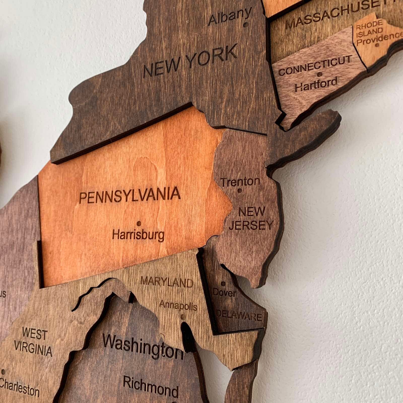 Wooden US Map of United States Wood Wall Art USA Travel Map - Etsy