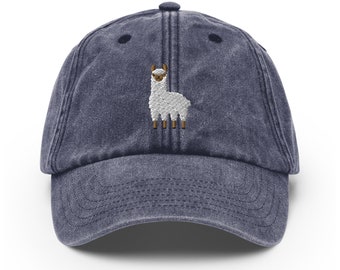 Vintage Llama Baseball Cap | Gift for Animal Lovers | Embroidered Cap | Baseball Cap | Unique Gift| Distressed Hat | Dad Hat | Retro Cap