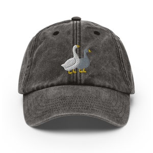 Vintage Goose Embroidered Cap | Retro Clothing | Baseball Cap | Quirky Cap | Distressed Hat | Bird Lover Gift | Distressed Cap