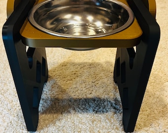Black / Pink Dog / Cat Bowl and Feeder; Food / Water Stand; Easy to Carry, Detachable, Light Weight. Bowl included