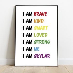 Kids Positive Mindset Educational Motivational Poster Inspirational Quote Wall Art Personalised Positive Affirmation Print