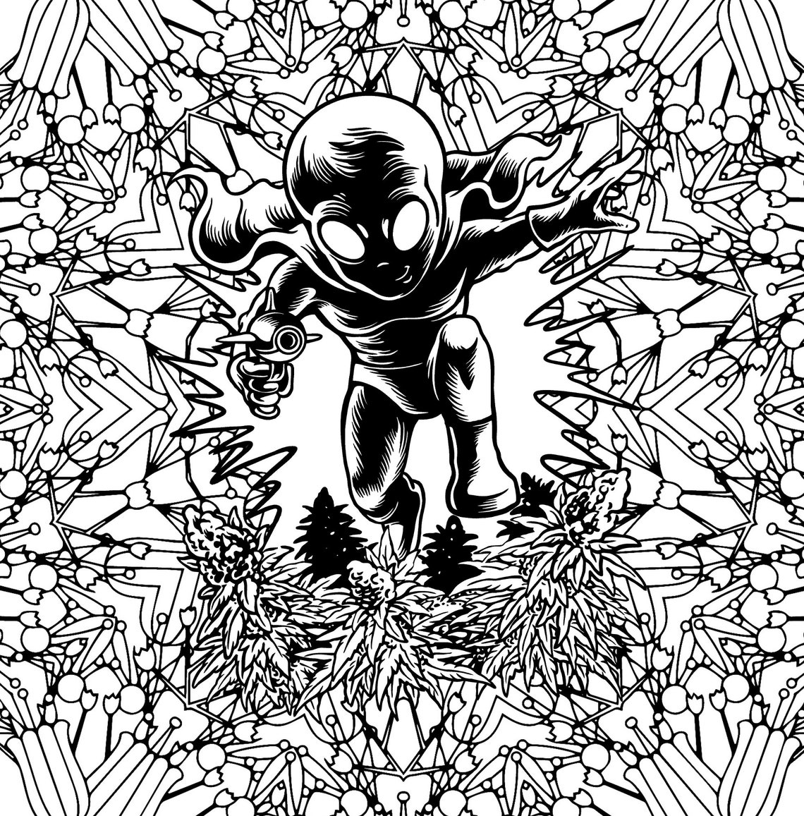 Trippy Coloring Pages with Stoner Cannabis & Weed Theme | Etsy