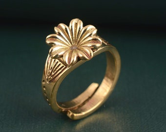 Brass Flower Ring, Boho Designer Ring, Vintage Jewelry, Unique Gift, Chunky Ring, Designer Ring, Engagement Ring, Handmade jewelry