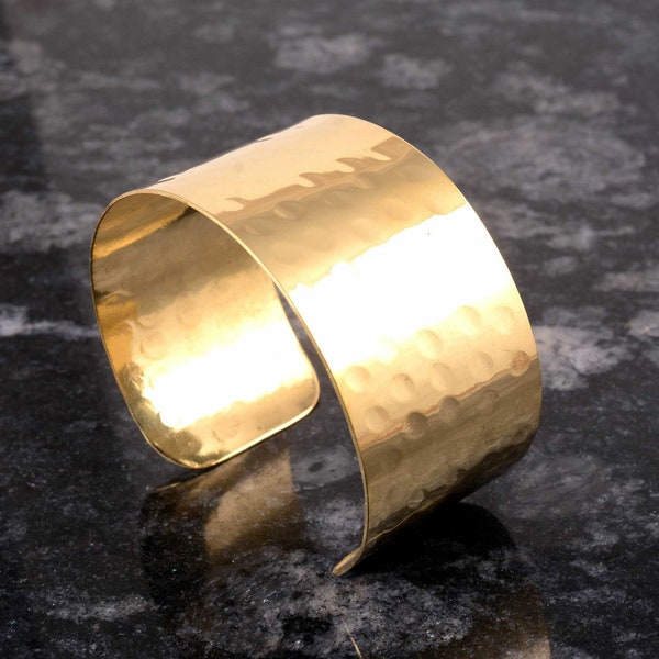 Gold hammered cuff bracelet, Adjustable wrist cuff, Wide bracelet bangle, Chunky gold cuff, Handmade cuff bangle, Gift for her