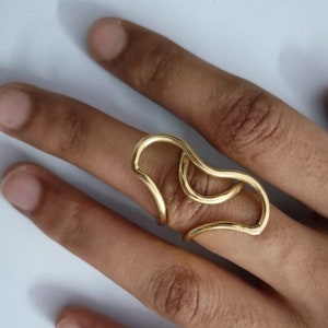 Arthritis finger splint adjustable sterling silver or yellow brass, Splint knuckle ring, comfortable handmade textured ring, Thumb ring