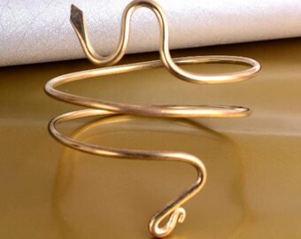 Gold Adjustable Snake Arm Cuff Bracelet Handmade Upper Arm Cuff, Cobra Arm Cuff, Arm Band, Upper Arm Band, Snake Arm Bracelet