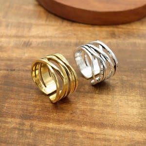 Adjustable Dainty Wire Wrap Statement Ring, Handmade Boho Minimalist Jewelry, Gift For Her