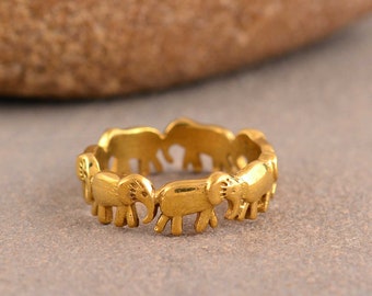 Elephant family ring, Brass elephant ring, Minimalist Gold Ring, Bohemian ring, Animal ring, Kawaii ring, Personalized ring, Valentine gift