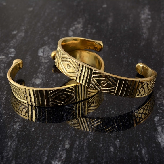 Brass Cuff Rustic Solid Brass Bracelet - Brass Boho Jewelry