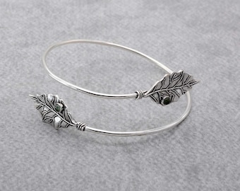 Silver Leaf Arm Cuff, Upper Arm Cuff, Handmade Arm Band, Cuff Bracelet, Gift For Her, Vintage Jewelry, Unique Arm Cuff, Christmas Gift