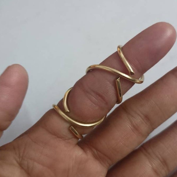 Hypermobility double knuckle brass ring splint, arthritis ring, thumb ring, midi ring, splint ring